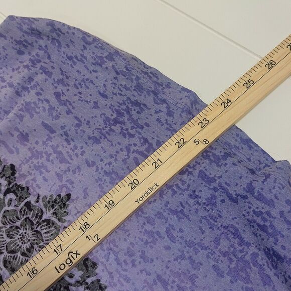 Zenergy by Chico's Women's 3 Rhinestone Graphic Top Purple Medallion 3/4 Sleeve - Picture 12 of 12